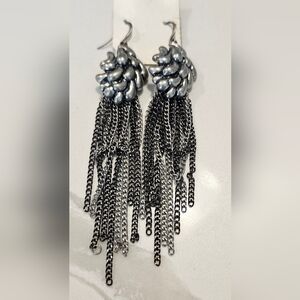 Hand Crafted Silver and Black Chain Earrings
